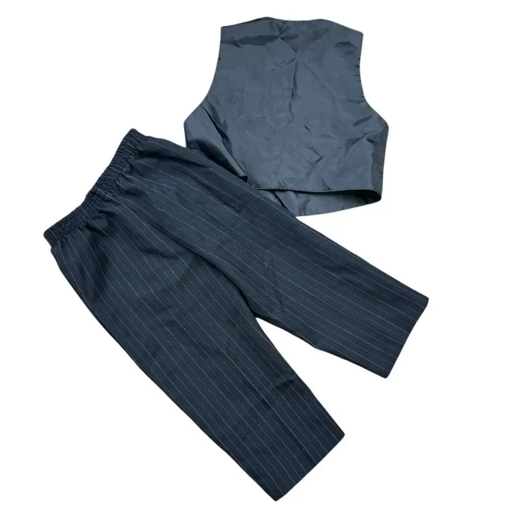 Pinstripe Suit Vest and Pants Set Black Purple 18 Mos Formal Wedding